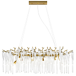 Люстра подвесная прямоугольная с бронзовыми акцентами и прозрачными стеклянными каплями Droplet Chandelier варинант исполнения - 1 | Loft Concept в Самаре