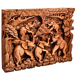 Панно из дерева пять слонов Panel With Animals варинант исполнения - 2 | Loft Concept в Самаре