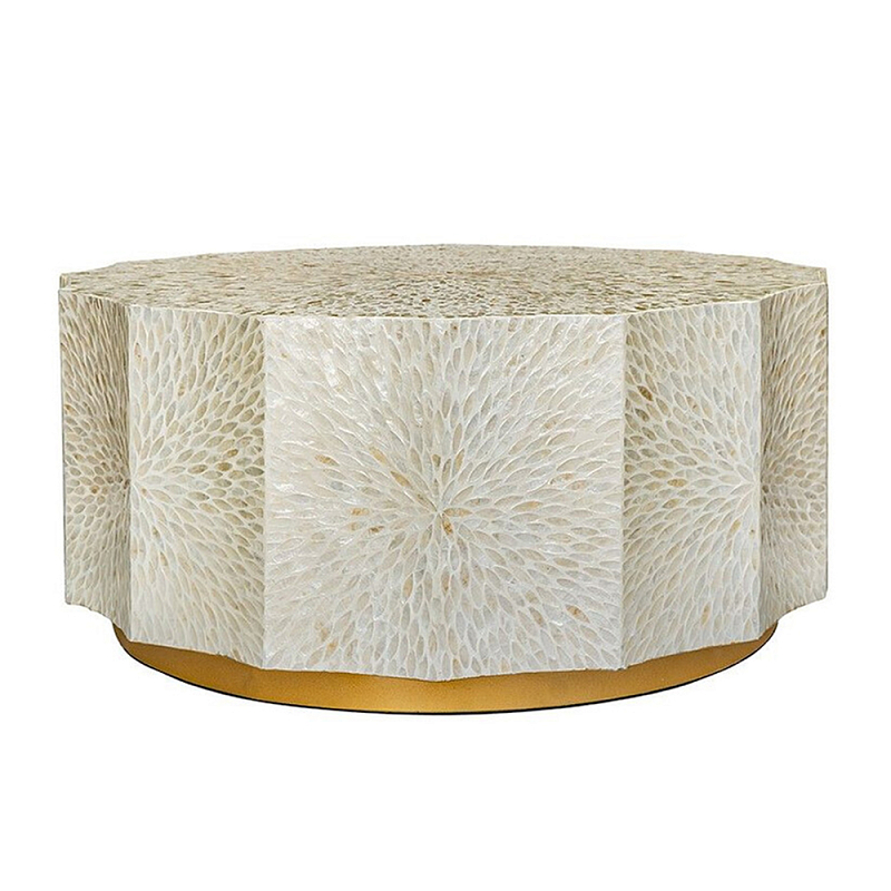 Стол кофейный с отделкой раковинами устриц Coastal Charm Бежевый в Самаре | Loft Concept 