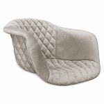 Барный стул со спинкой и мягкой обивкой с ромбами на 4-х деревянных ножках Бежевый Велюр Ava Charm варинант исполнения - 2 | Loft Concept в Самаре