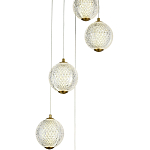 Каскадная люстра с 5-ю плафонами из акрила в виде шара Felice Chandelier Brass варинант исполнения - 2 | Loft Concept в Самаре