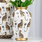 Ваза белая овальная с рисунком леопардов и золотыми акцентами LEOPARD Collection варинант исполнения - 4 | Loft Concept в Самаре