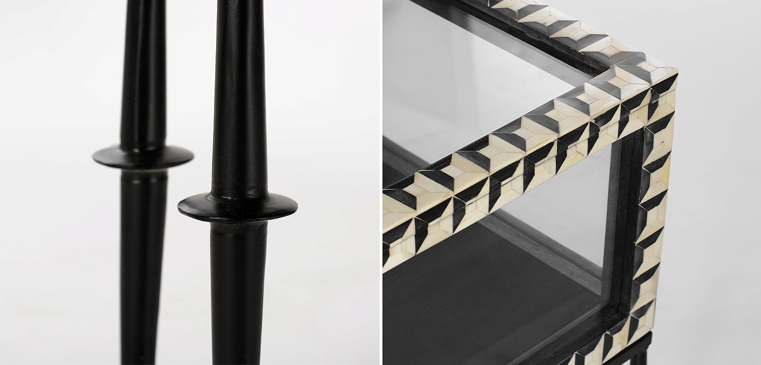 Приставной стол с витриной Bone Inlay black white Приставной стол с витриной Bone Inlay black white - Loft-Concept в Самаре
