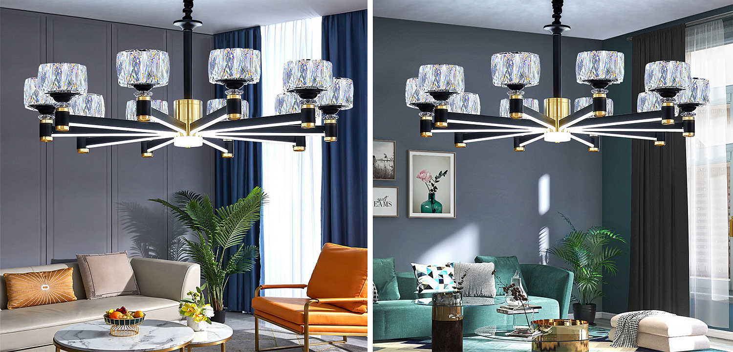 Дизайнерская Люстра 10 хрустальных плафонов Crystal Shades Chandelier Дизайнерская Люстра 10 хрустальных плафонов Crystal Shades Chandelier - Loft-Concept в Самаре
