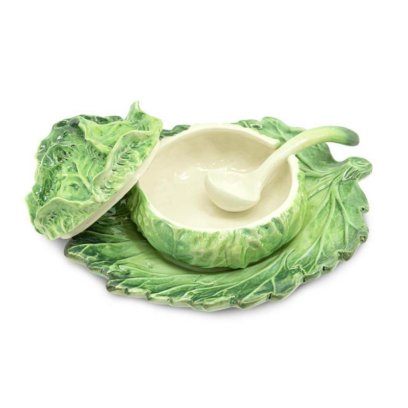 Супница SOUP BOWL CABBAGE SMALL W/PLATE D13 Зеленый в Самаре | Loft Concept 