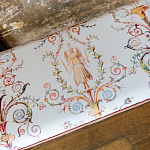 Банкетка из массива бука бежевая с растительным орнаментом Raffael Beige Floral Banquette варинант исполнения - 2 | Loft Concept в Самаре