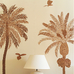 Обои с вышивкой ручной работы Deco Palms Raffia on linen варинант исполнения - 1 | Loft Concept в Самаре