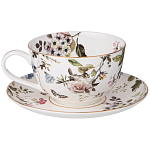 Чайный сервиз из фарфора белый с рисунком цветов на 6 персон 14 предметов Garden Whisper Porcelain Set  варинант исполнения - 1 | Loft Concept в Самаре