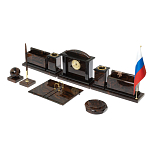 Настольный письменный набор с часами из природного камня обсидиана  Gift for Manager варинант исполнения - 2 | Loft Concept в Самаре