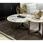 Столик журнальный с круглой мраморной столешницей Unique Stone Design варинант исполнения - 8 | Loft Concept в Самаре