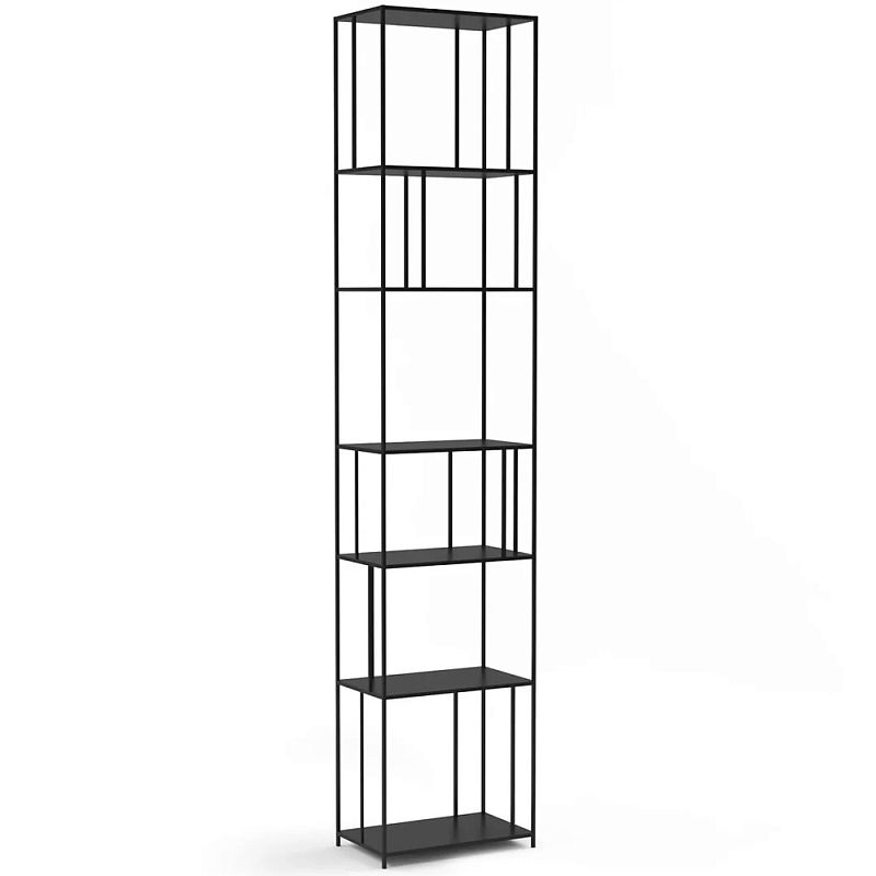 Высокий стеллаж из металла Menzie High Metal Rack Black Черный Высокий стеллаж из металла Menzie High Metal Rack Black Черный в Самаре | Loft Concept