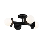 Потолочный светильник с тремя белыми матовыми стеклянными плафонами в форме шаров на черном основании Generation Lighting варинант исполнения - 2 | Loft Concept в Самаре