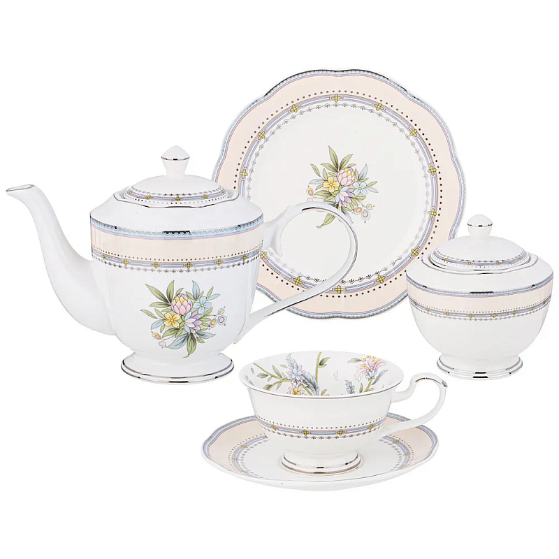 Чайный сервиз из фарфора на 6 персон 20 предметов Tea Flower Set Мульти в Самаре | Loft Concept 