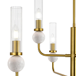 Люстра с 6-ю плафонами в форме стеклянных трубок и мраморных декоративных элементов Montreal варинант исполнения - 5 | Loft Concept в Самаре