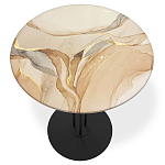 Стол журнальный круглый с бежевой столешницей из стекла Beige Marble варинант исполнения - 2 | Loft Concept в Самаре