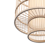 Подвесной светильник из деревянных прутьев с плафоном из натуральной ткани Light Inside the Cell варинант исполнения - 6 | Loft Concept в Самаре