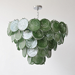 Люстра из зеленых стеклянных дисков с перламутровым эффектом Green Glowing Glaze варинант исполнения - 5 | Loft Concept в Самаре