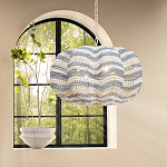 Круглая люстра волнистой формы декорированная бусами Blue White Stripes Wavy Chandelier варинант исполнения - 3 | Loft Concept в Самаре