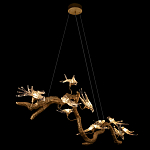 Люстра подвесная линейная с прозрачными стеклянными птичками на ветвях Serip Voa варинант исполнения - 5 | Loft Concept в Самаре