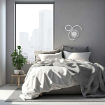 Бра белого цвета с изогнутыми световыми линиями и круглым основанием Luke Lampco Tracer Lamp варинант исполнения - 7 | Loft Concept в Самаре