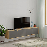 ТВ-тумба подвесная цвета древесины с 4-мя темно-серыми дверцами SPARK TV STAND OAK ANTHRACITE варинант исполнения - 3 | Loft Concept в Самаре