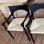 Стул дизайнерский с плетеным сидением Kronos Dining Chair Black варинант исполнения - 2 | Loft Concept в Самаре
