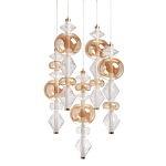 Люстра с плафонами из прозрачного и янтарного стекла в виде шаров и ромбов Gabriel Scott Luna варинант исполнения - 1 | Loft Concept в Самаре