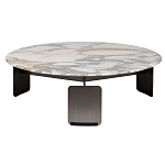 Столик журнальный с круглой мраморной столешницей на трех опорах Marble Stone Drawing варинант исполнения - 6 | Loft Concept в Самаре