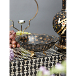 Блюдо черного цвета из фрафора на бронзовых ножках Eden Garden porcelain and bronze варинант исполнения - 3 | Loft Concept в Самаре