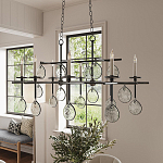 Люстра подвесная с 8-ю лампами и стеклянными круглыми подвесками Currey & Company варинант исполнения - 3 | Loft Concept в Самаре