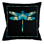 Подушка декоративная стрекоза бирюзово-жёлтая Ikat Pattern варинант исполнения - 1 | Loft Concept в Самаре