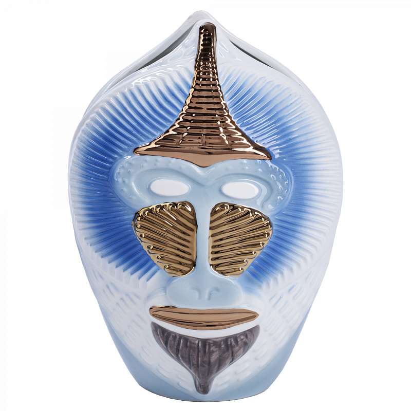 Ваза Primates Mandrillus blue Светло-синий Золотой Ваза Primates Mandrillus blue Светло-синий Золотой в Самаре | Loft Concept