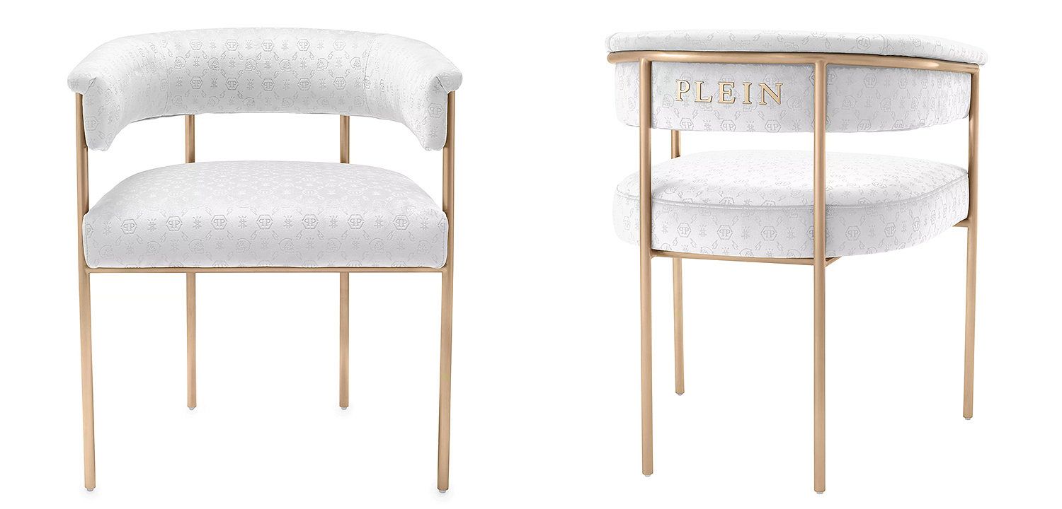 Стул Philipp Plein Dining Chair Monogram White Стул Philipp Plein Dining Chair Monogram White - Loft-Concept в Самаре