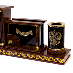 Настольный письменный набор с часами из природного камня обсидиана Royal Set варинант исполнения - 3 | Loft Concept в Самаре