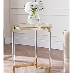 Золотой приставной столик с круглой стеклянной столешницей Weightless Table варинант исполнения - 8 | Loft Concept в Самаре