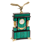 Часы настольные из натурального камня Малахит с декором в виде орла Eagle Stone Clock варинант исполнения - 2 | Loft Concept в Самаре