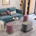 Банкетка круглая пыльно-розовый велюр на 4-х металлических ножках золотого цвета SANJAY варинант исполнения - 6 | Loft Concept в Самаре