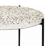 Кофейный столик с круглой разноцветной столешницей на 4-х черных ножках Multicolored Stone Composite варинант исполнения - 2 | Loft Concept в Самаре