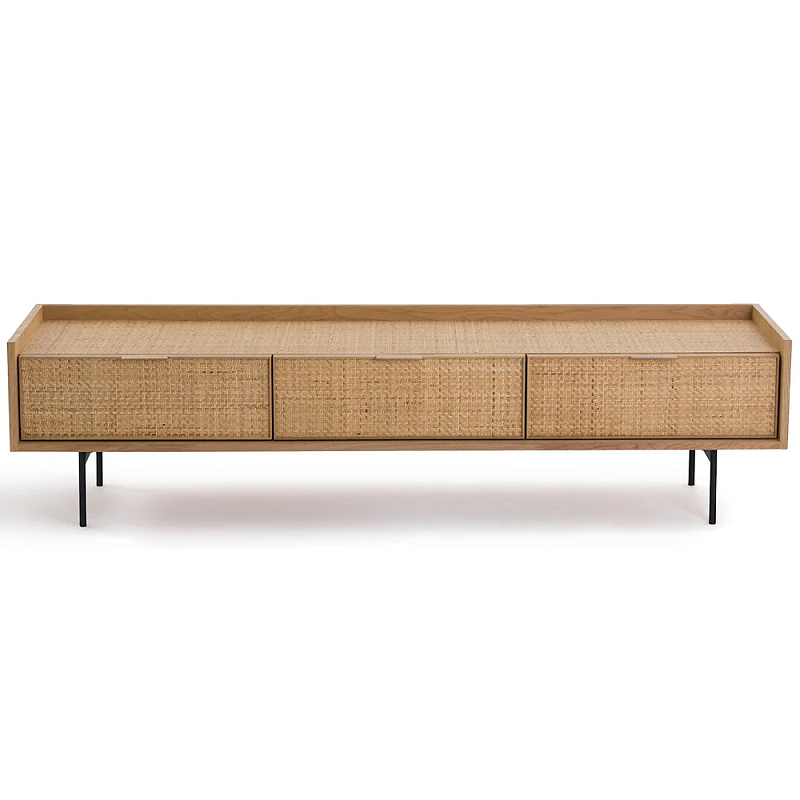 ТВ-тумба с плетеным декором Buckley Wicker TV Stand Древесина Черный ТВ-тумба с плетеным декором Buckley Wicker TV Stand Древесина Черный в Самаре | Loft Concept