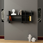 Полка прямая подвесная двухъярусная цвета антрацит BEADS BOOKCASE ANTHRACITE варинант исполнения - 1 | Loft Concept в Самаре