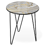 Стол журнальный c круглой столешницей из стекла серого цвета Gray and Gold Marble варинант исполнения - 1 | Loft Concept в Самаре