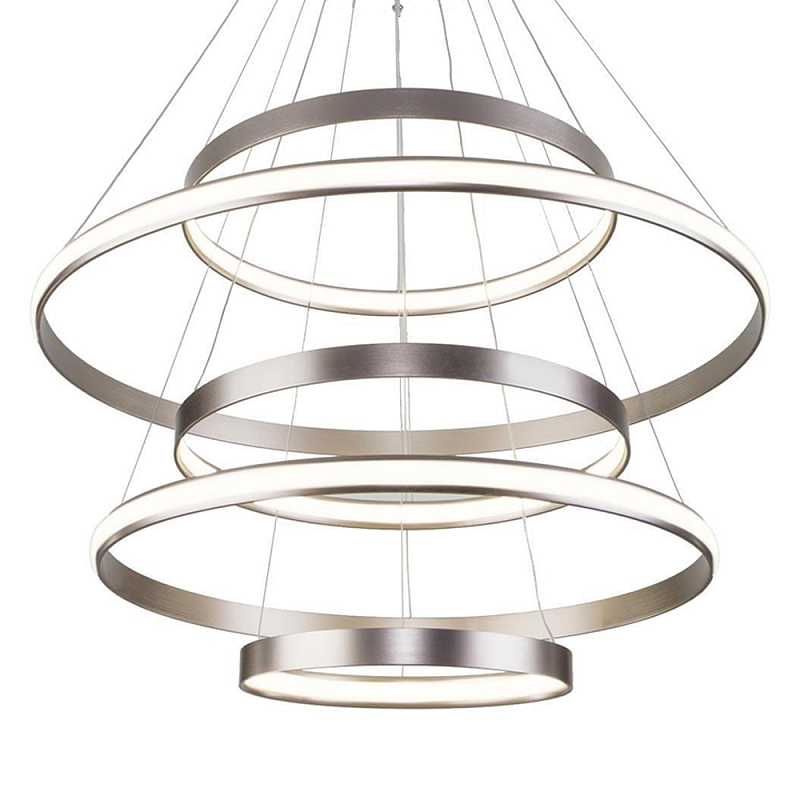 Люстра Light Ring Vertical Silver 5 колец серебро Никель Сатин в Самаре | Loft Concept 