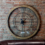 Часы настенные деревянные с римскими цифрами чёрного цвета Clock with History варинант исполнения - 2 | Loft Concept в Самаре