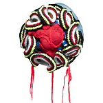 Подушка из джинсовой одежды и вязания Heart&Brain 2 варинант исполнения - 1 | Loft Concept в Самаре