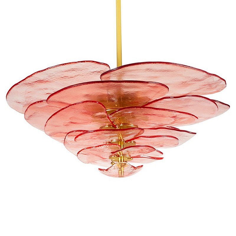 Люстра из розового стекла в форме листьев лотоса Glass Pink Sculpture Розовый в Самаре | Loft Concept 