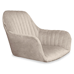 Барный стул со спинкой и подлокотниками на 4-х коричневых деревянных ножках Бежевый Велюр Ava Charm варинант исполнения - 5 | Loft Concept в Самаре