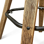 Барный стул со спинкой и металлической подставкой на 4-х деревянных ножках Зеленый Велюр Vendramin Chair варинант исполнения - 7 | Loft Concept в Самаре