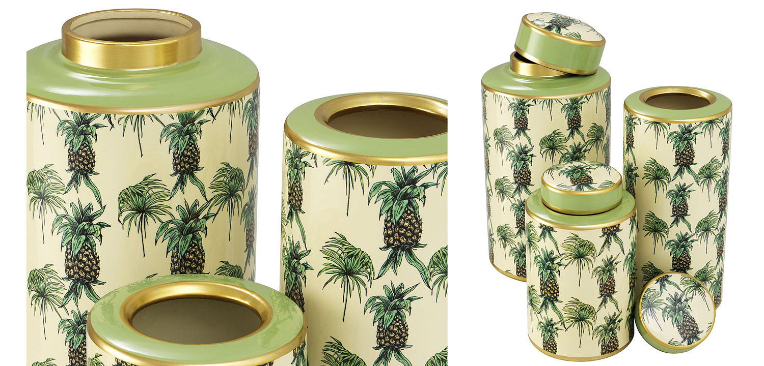 Комплект Ваз Eichholtz JAR PINEAPPLE SET OF 3 Комплект Ваз Eichholtz JAR PINEAPPLE SET OF 3 - Loft-Concept в Самаре