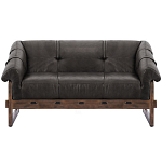 Двухместный диван Duncan винтажная черная кожа варинант исполнения - 1 | Loft Concept в Самаре