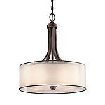 Люстра подвесная с двойным круглым плафоном из органзы и матового стекла Kichler варинант исполнения - 5 | Loft Concept в Самаре